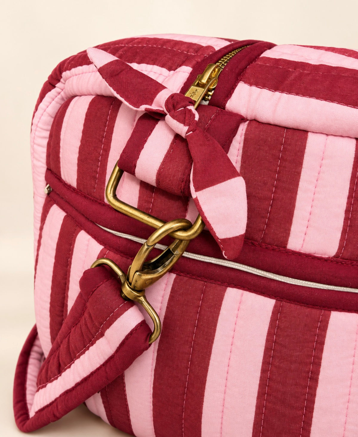 Burgundy Stripe Weekend Bag