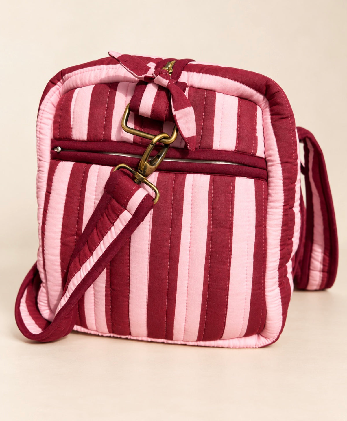 Burgundy Stripe Weekend Bag
