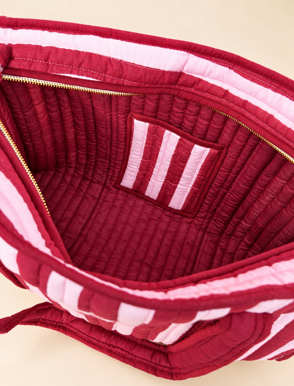 Burgundy Stripe Large Tote