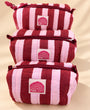 Burgundy Stripe Set of Three Wash bags