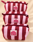 Burgundy Stripe Set of Three Wash bags