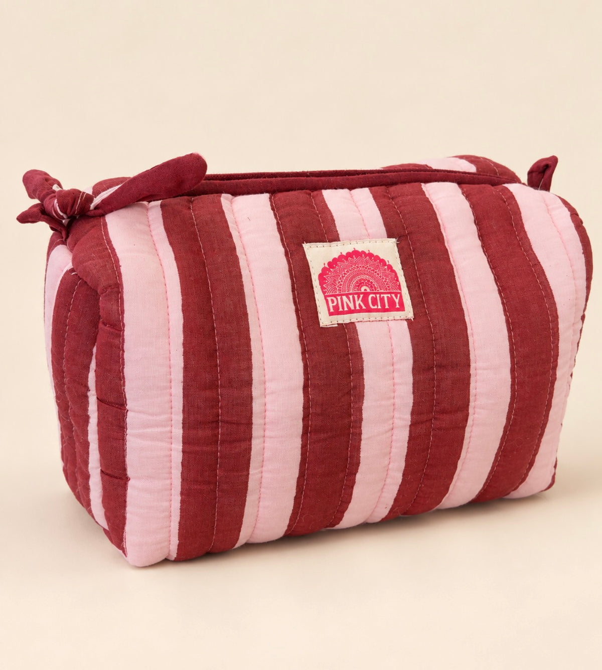 Burgundy Stripe Set of Three Wash bags