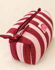 Burgundy Stripe Set of Three Wash bags
