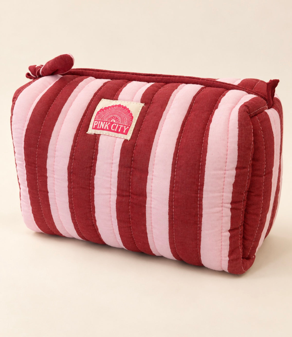 Burgundy Stripe Set of Three Wash bags
