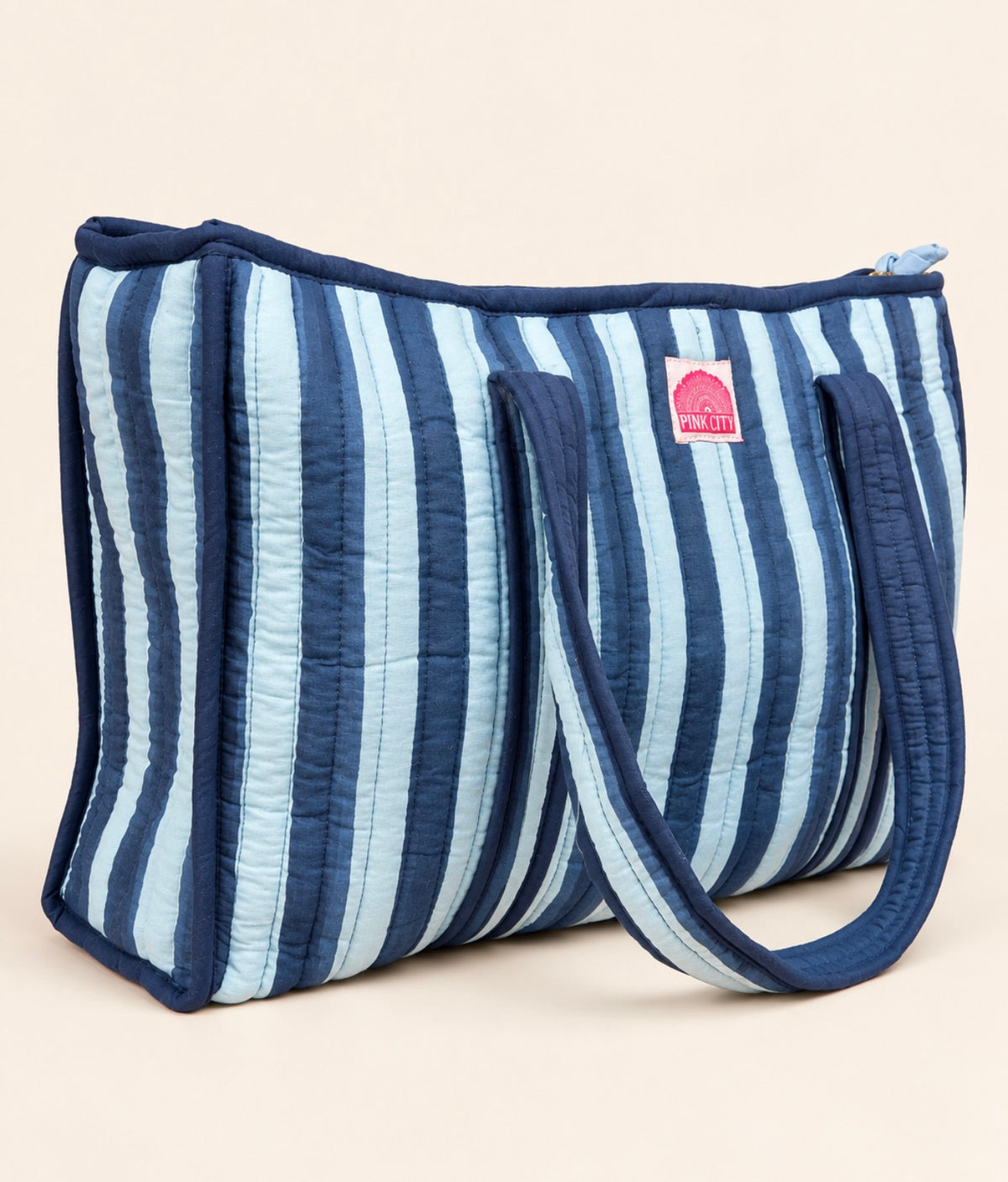 Navy Stripe Large Tote