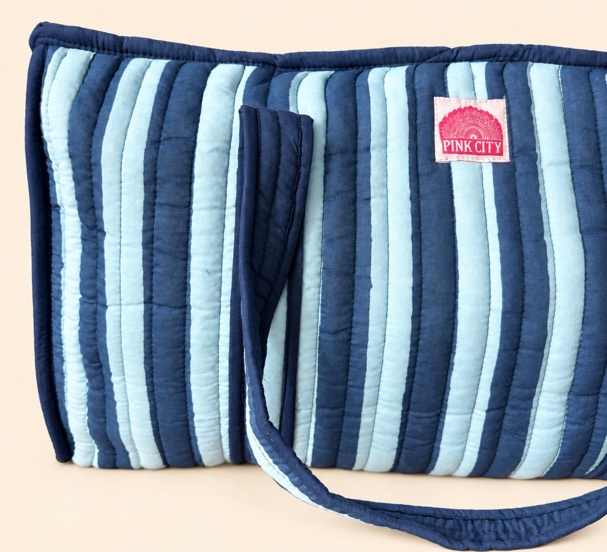 Navy Stripe Large Tote