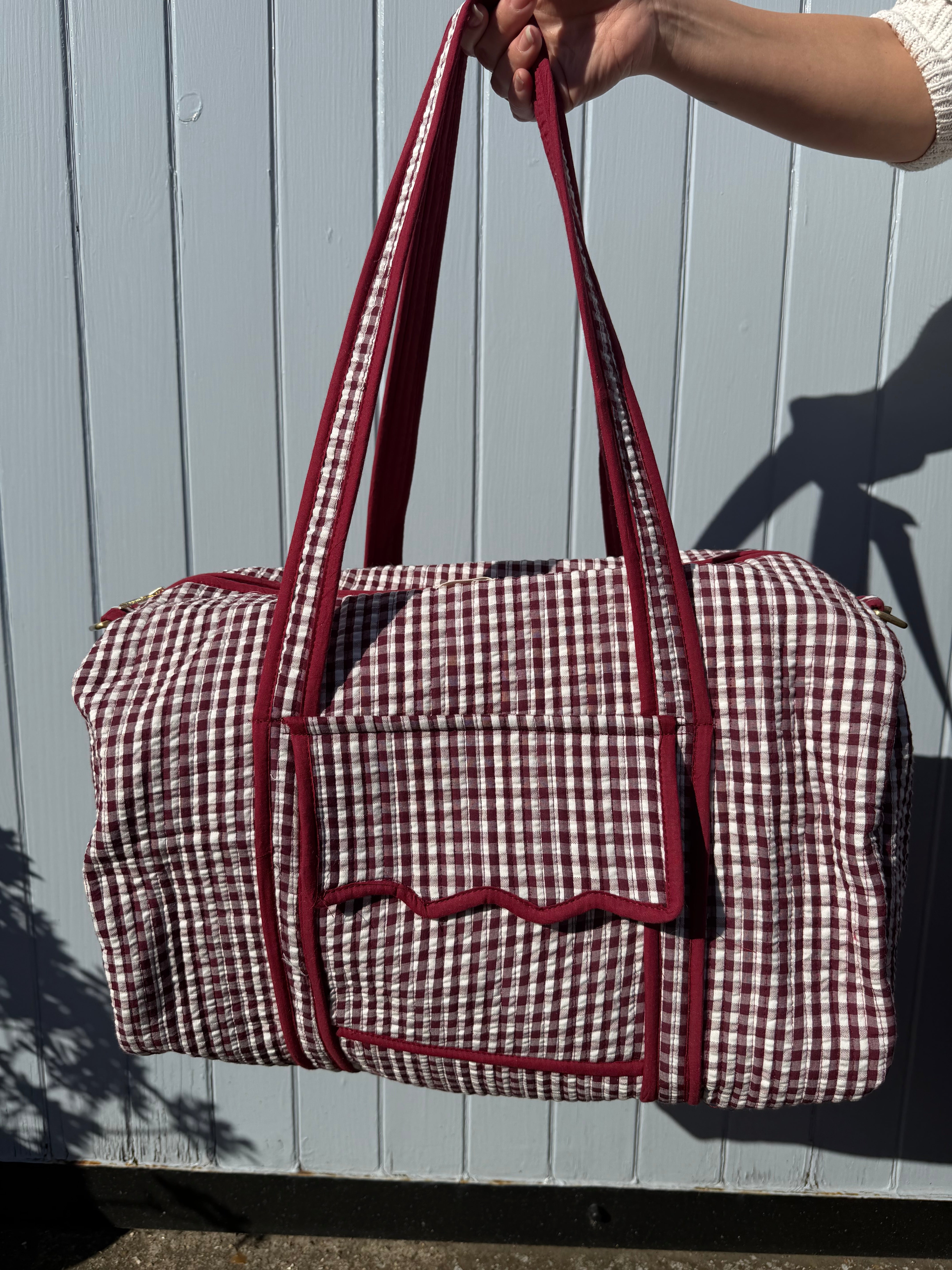 Burgundy Gingham Weekender – Pink City