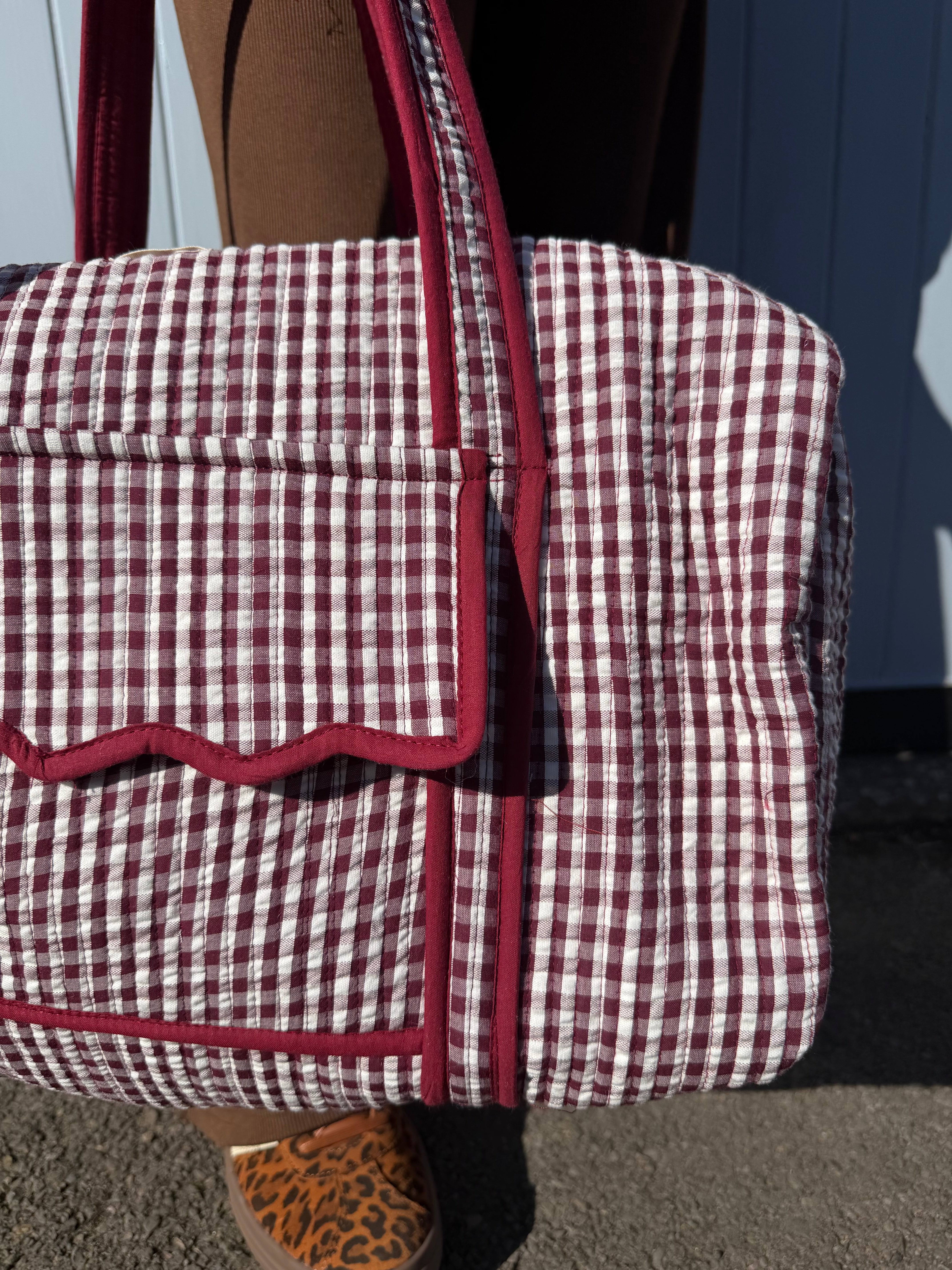 Burgundy Gingham Weekender – Pink City
