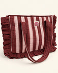 Burgundy Frill Midi Tote