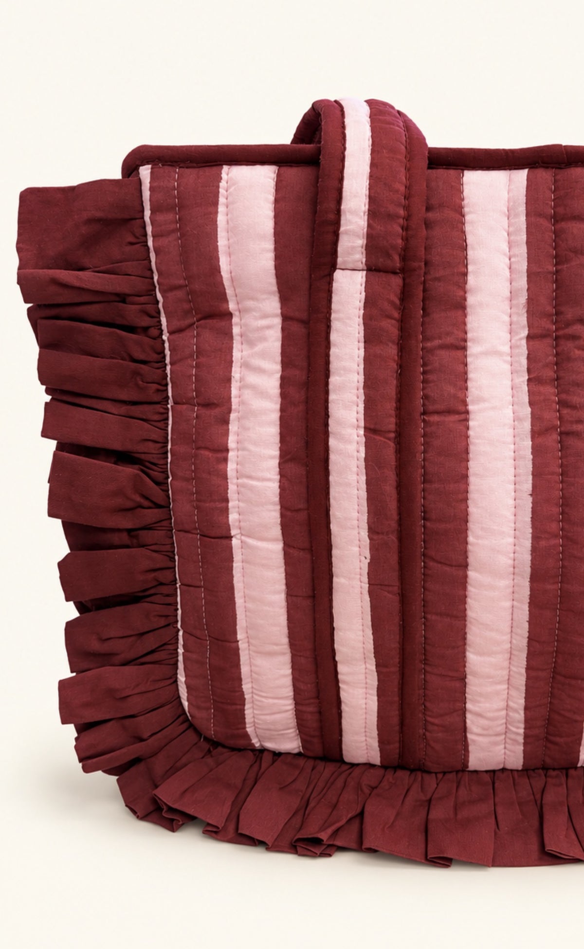 Burgundy Frill Midi Tote