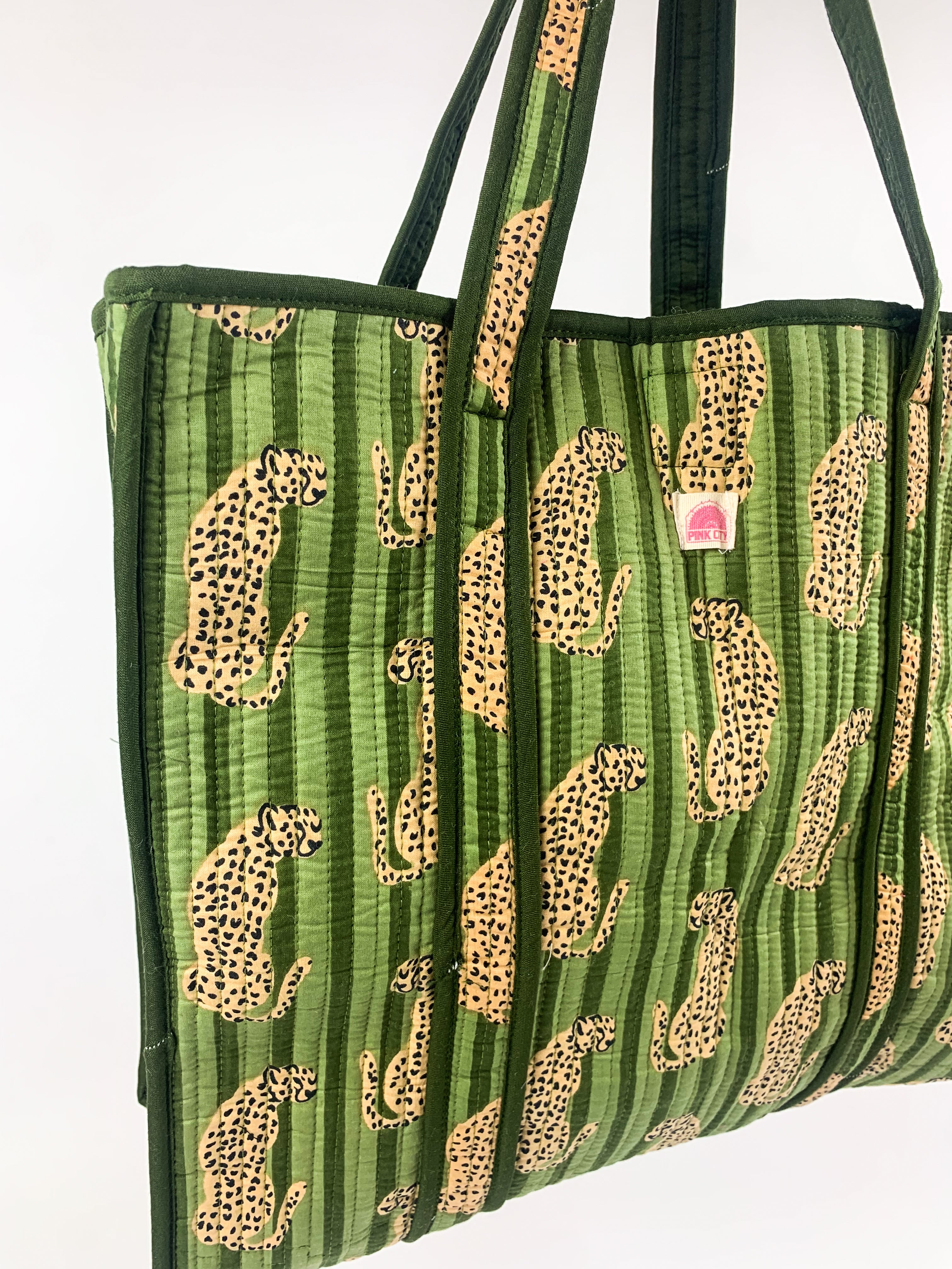 Khaki Cheetah Stripe Tote