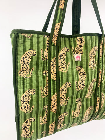 Khaki Cheetah Stripe Tote