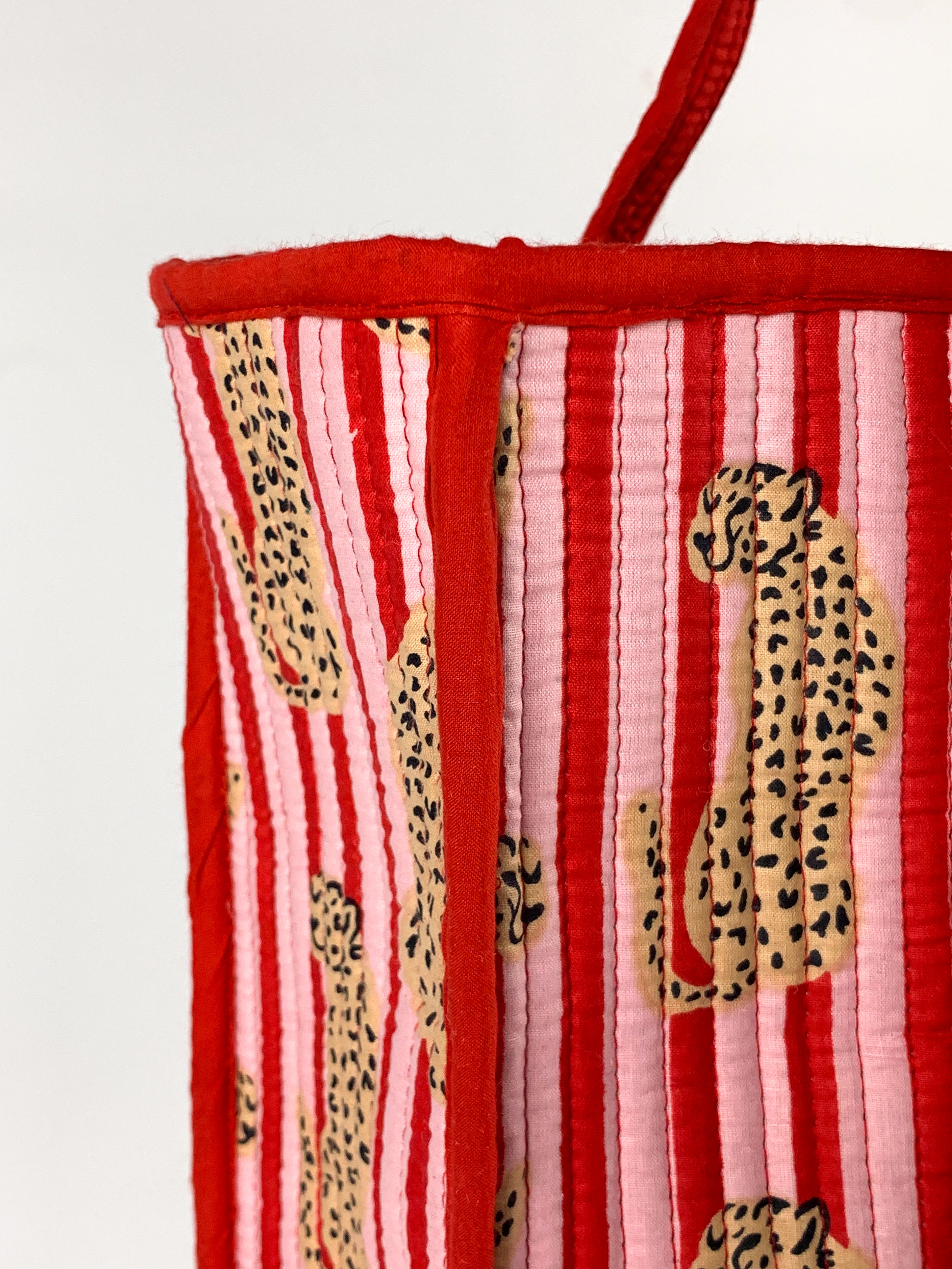 Red & Pink Cheetah Midi Tote