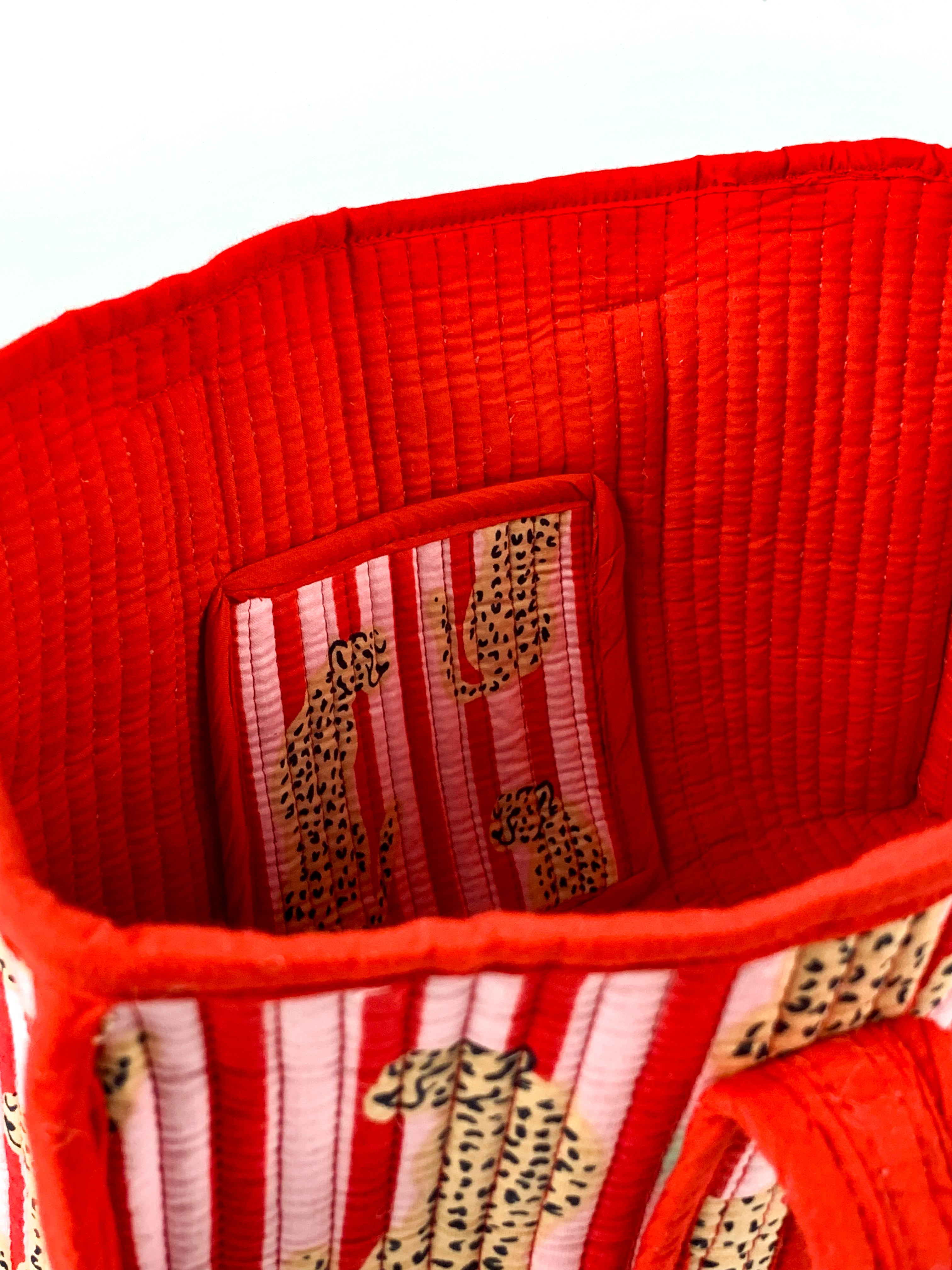 Red & Pink Cheetah Midi Tote