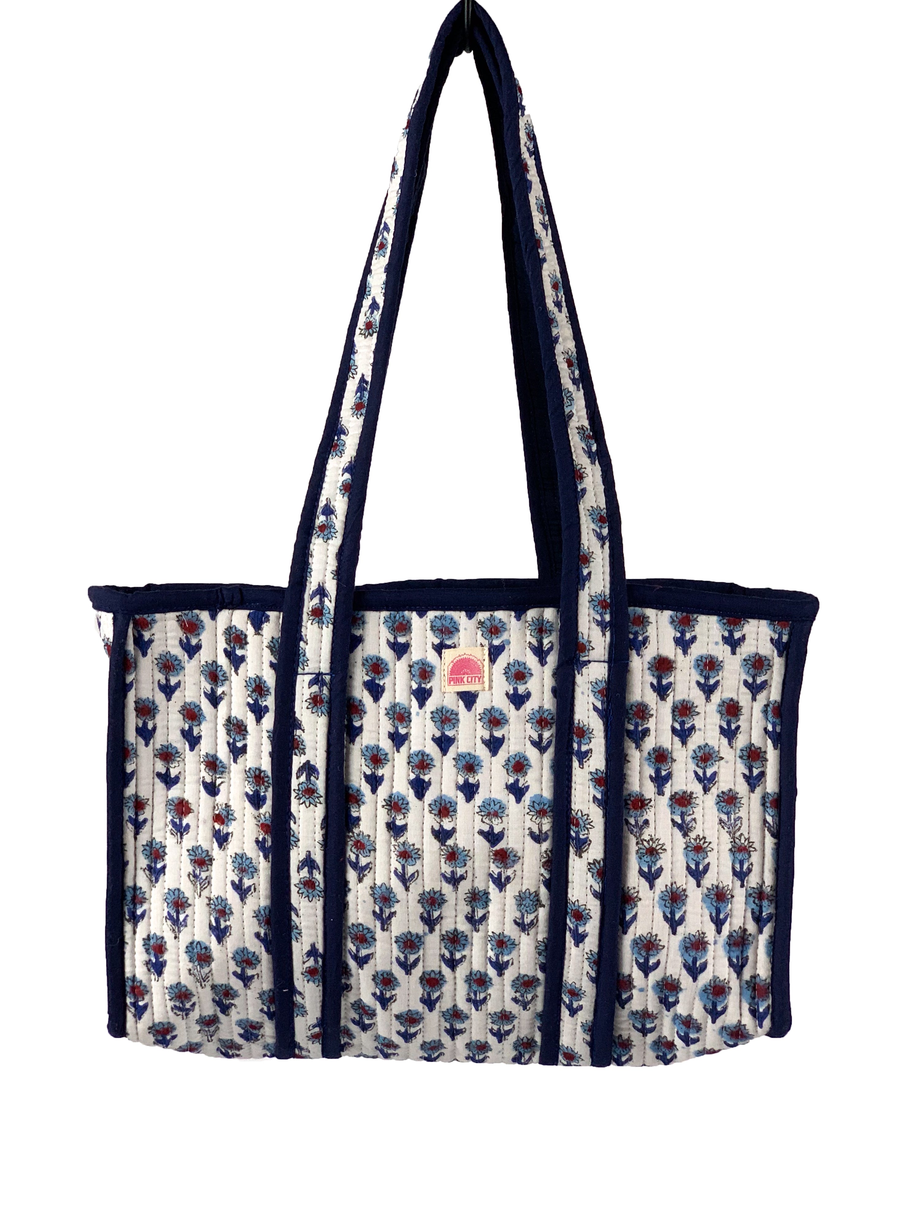 Navy Mini Floral Midi Tote