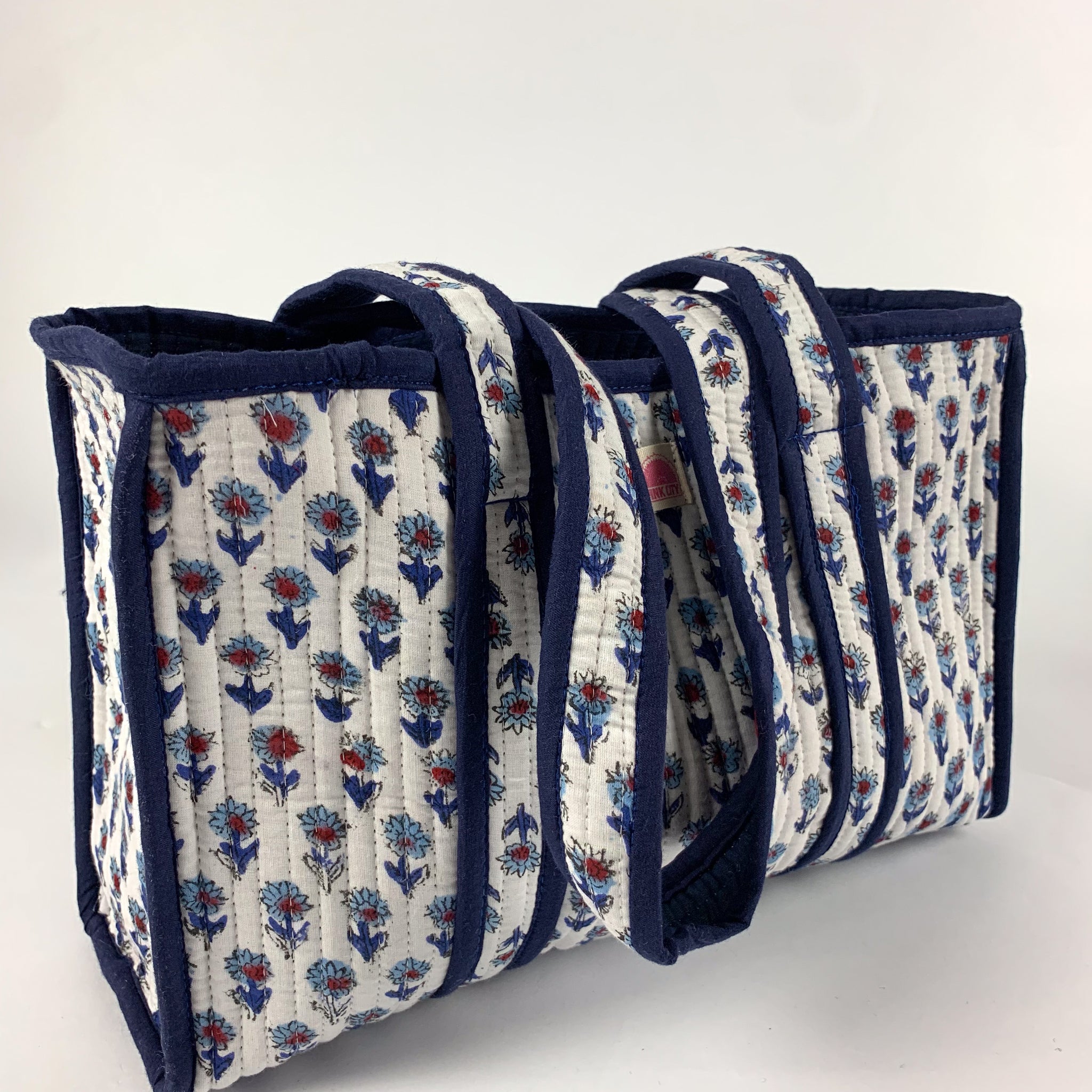 Navy Mini Floral Midi Tote