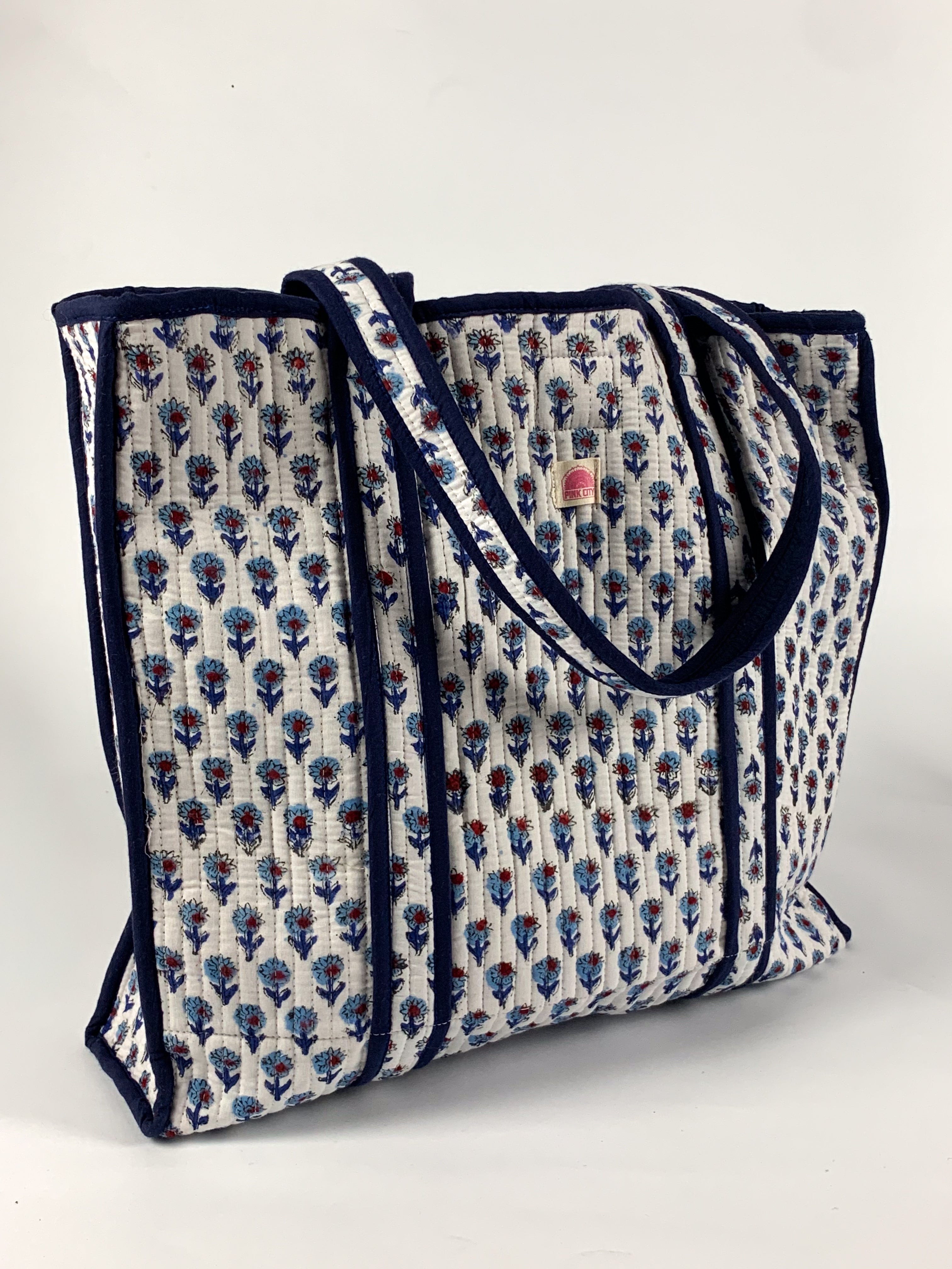 Navy Mini Flower Standard Tote
