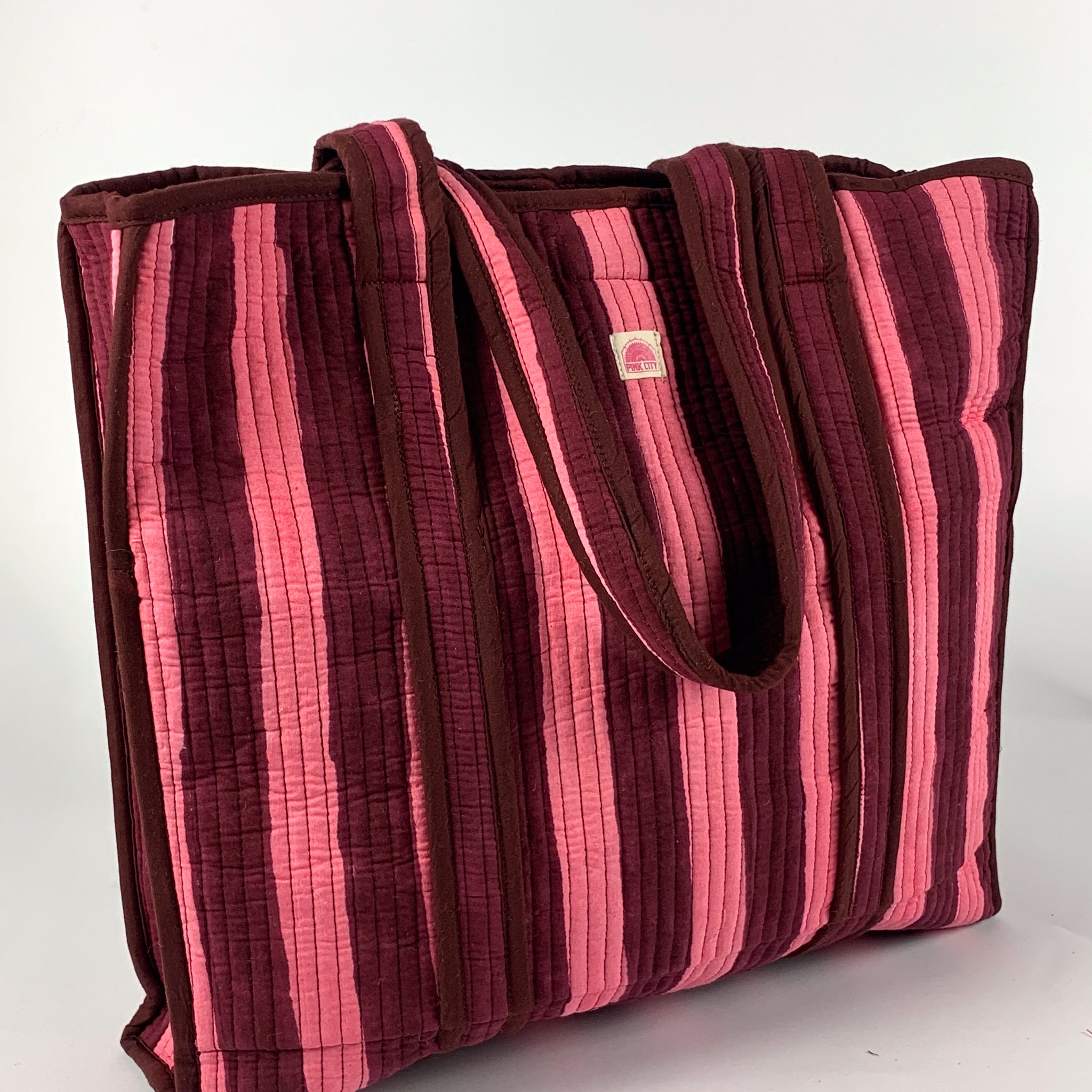 Burgundy Stripe Standard Tote