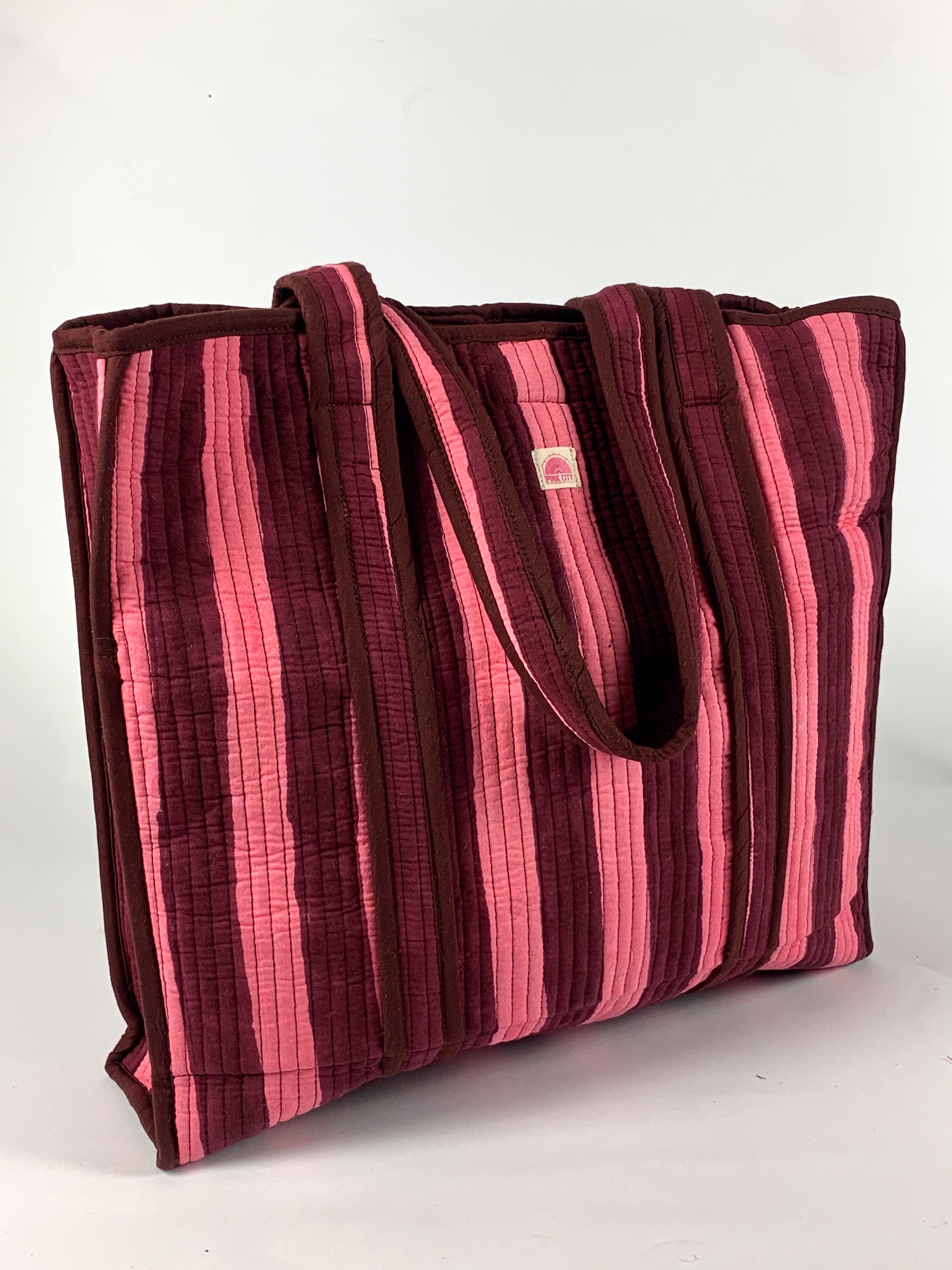Burgundy Stripe Standard Tote