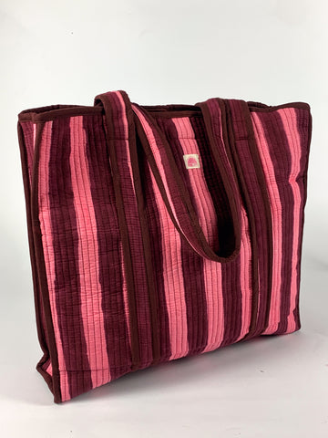 Burgundy Stripe Standard Tote