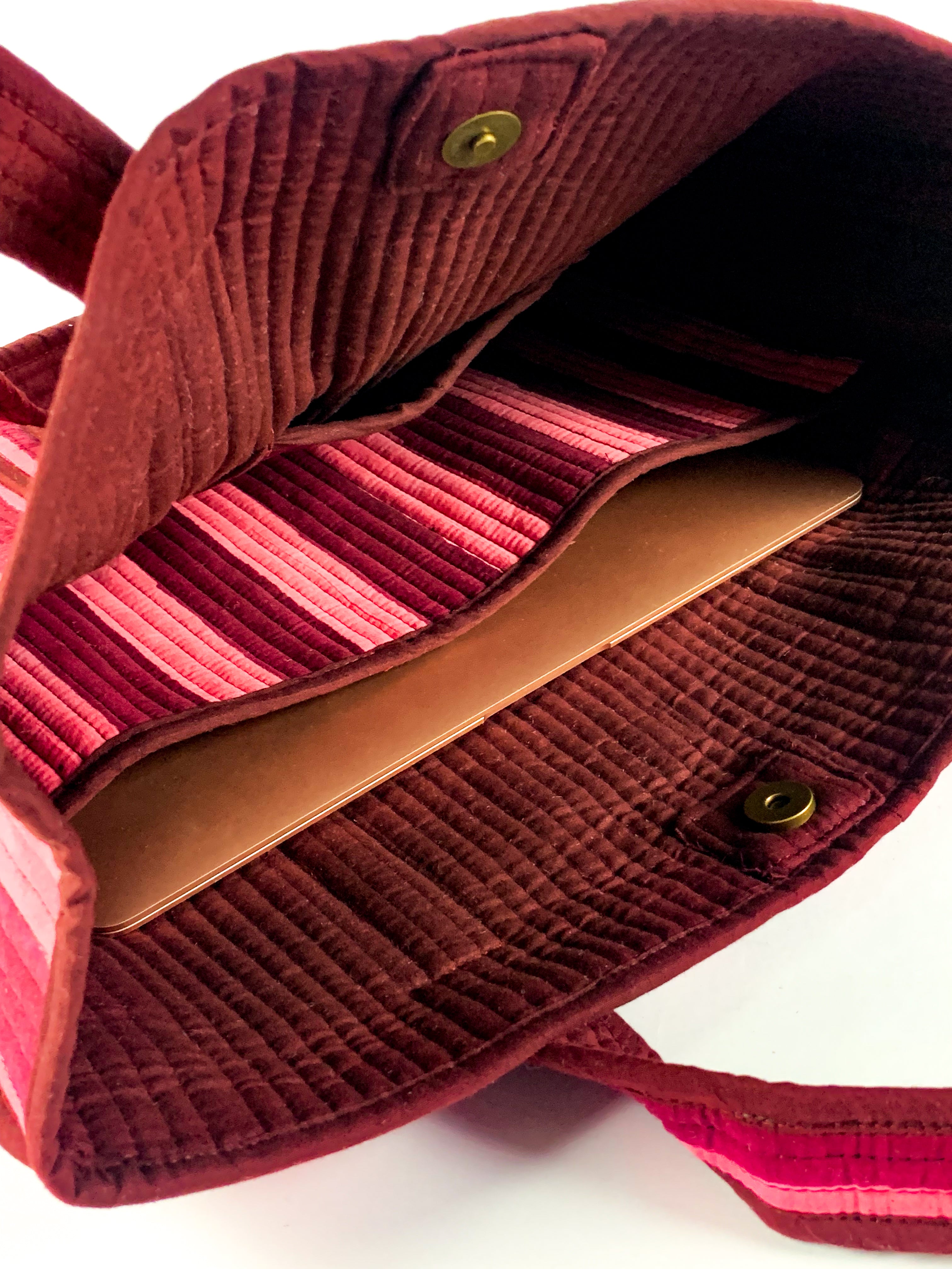 Burgundy Stripe Standard Tote