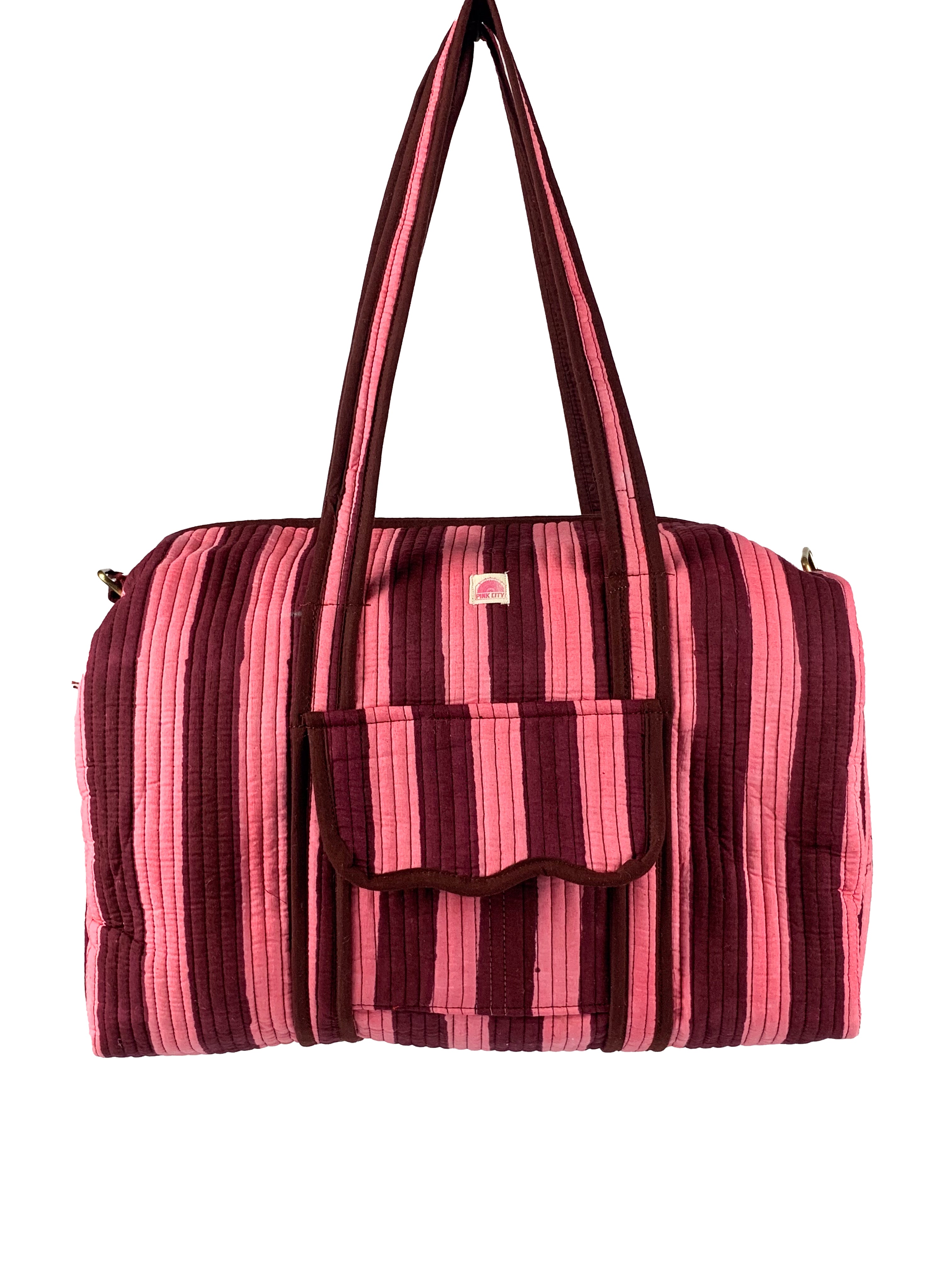 Burgundy Stripe Weekend Bag