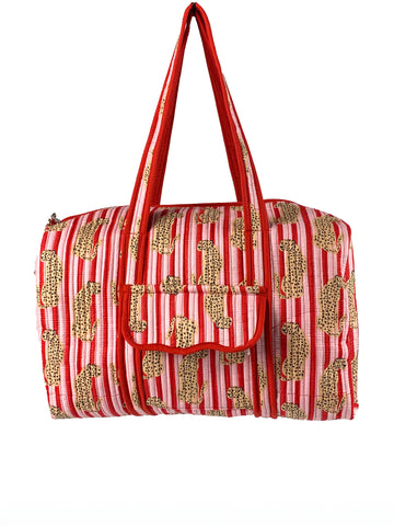 Red & Pink Cheetah Weekend Bag