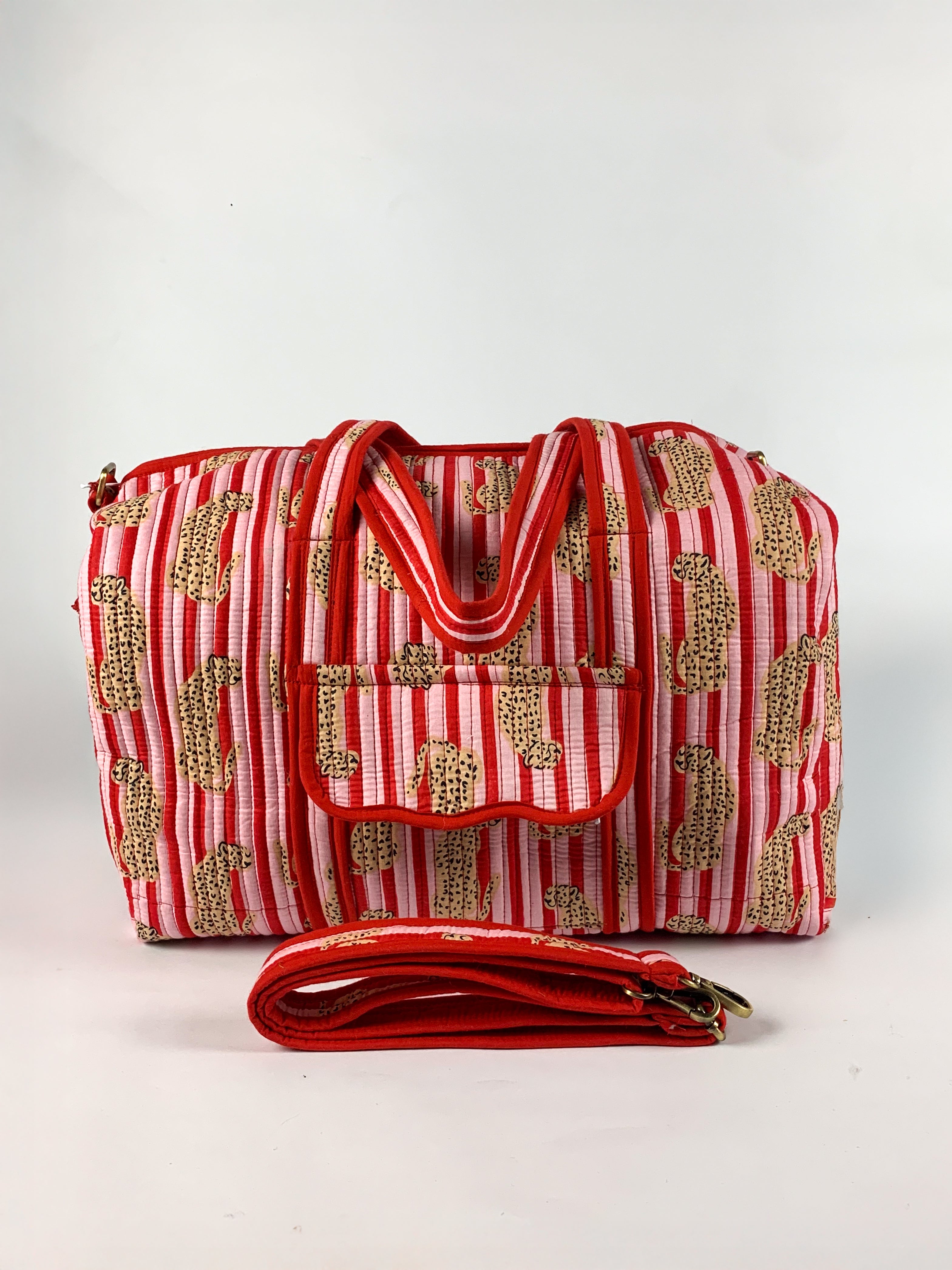 Red & Pink Cheetah Weekend Bag