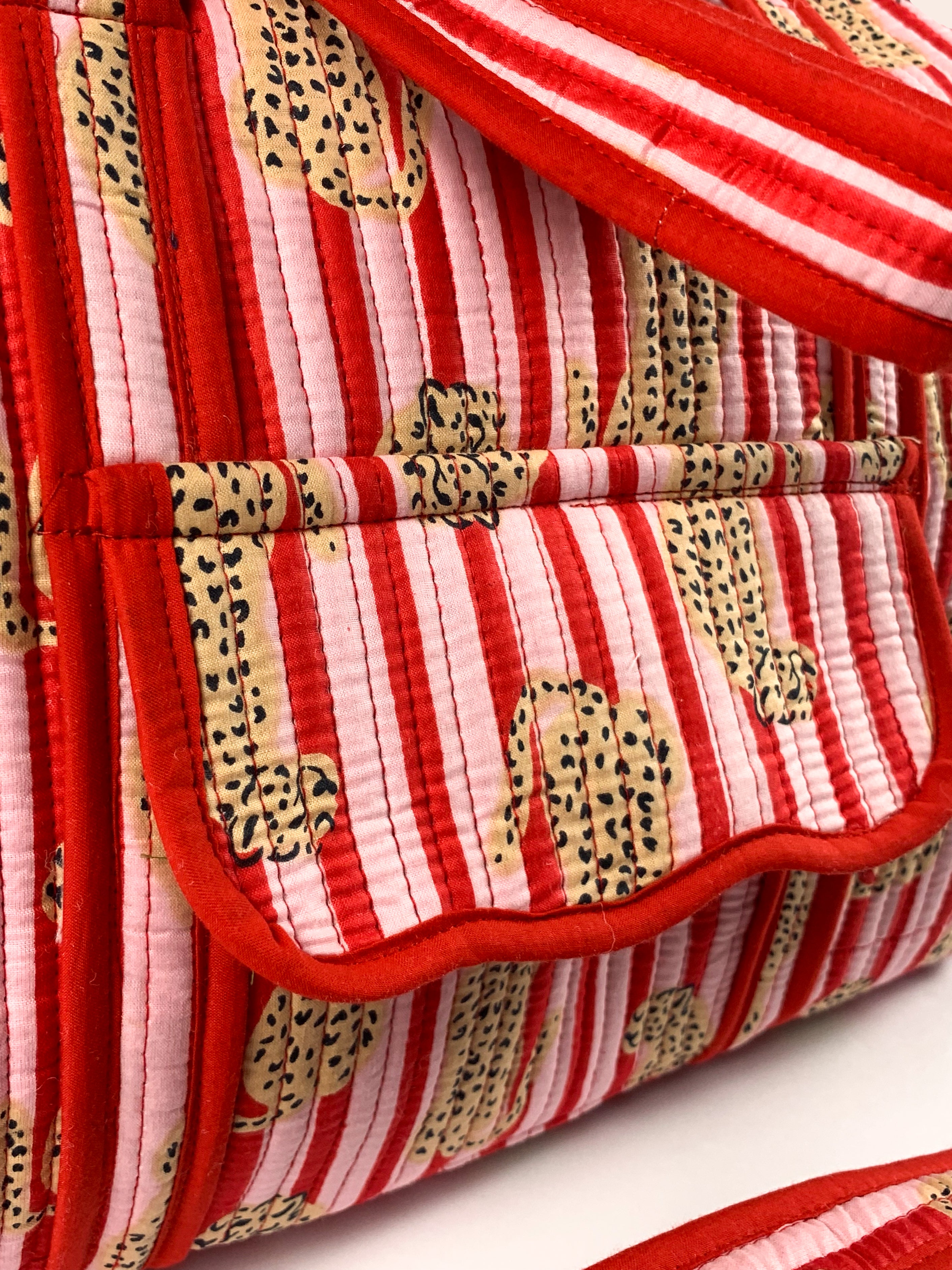 Red & Pink Cheetah Weekend Bag