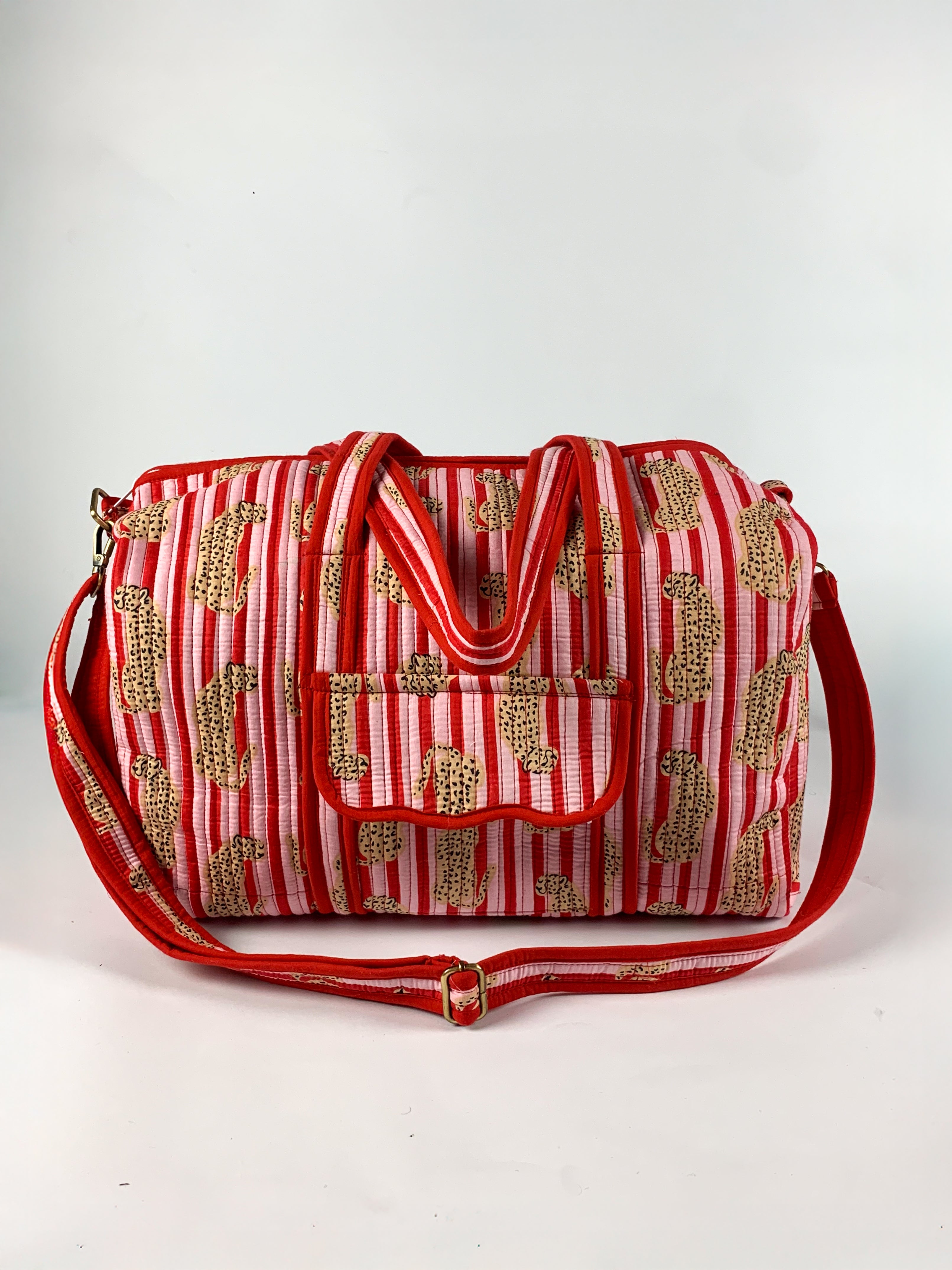 Red & Pink Cheetah Weekend Bag