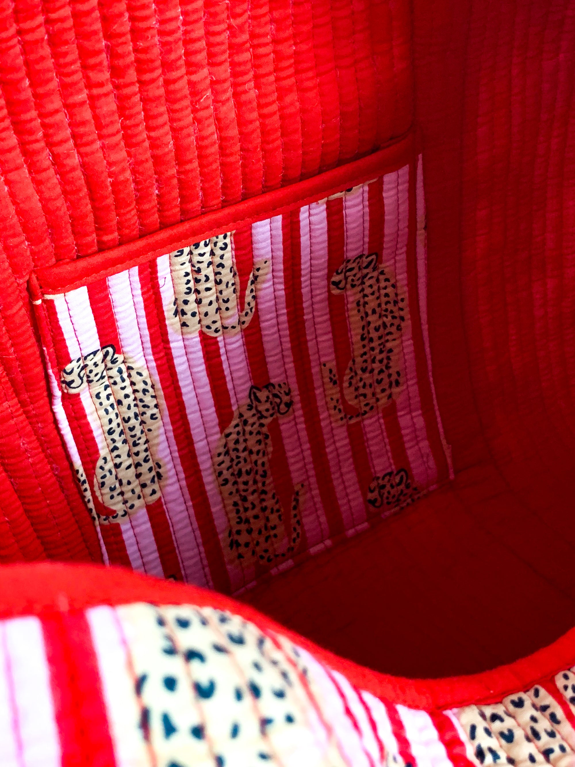 Red &amp; Pink Cheetah Weekend Bag