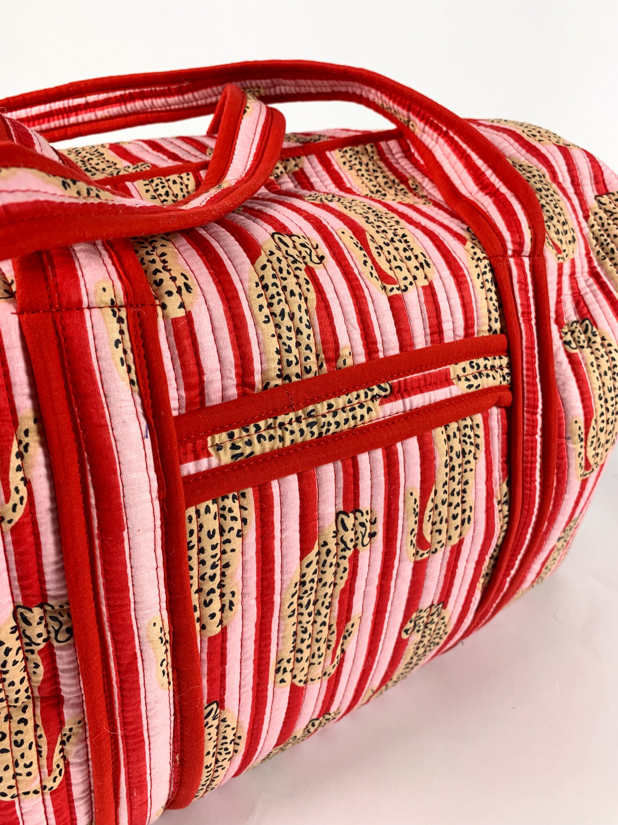 Red &amp; Pink Cheetah Weekend Bag