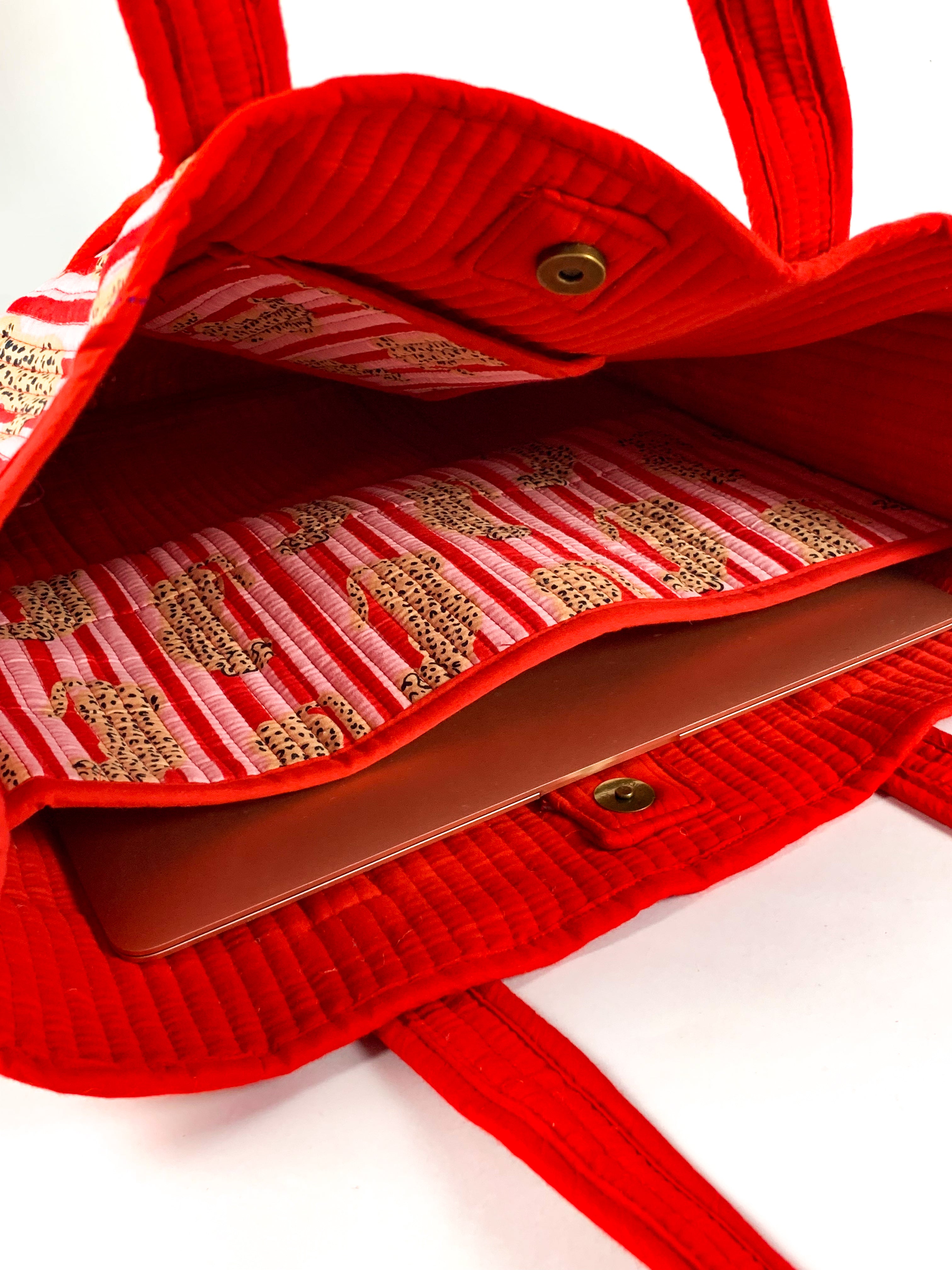 Red & Pink Cheetah Standard Tote