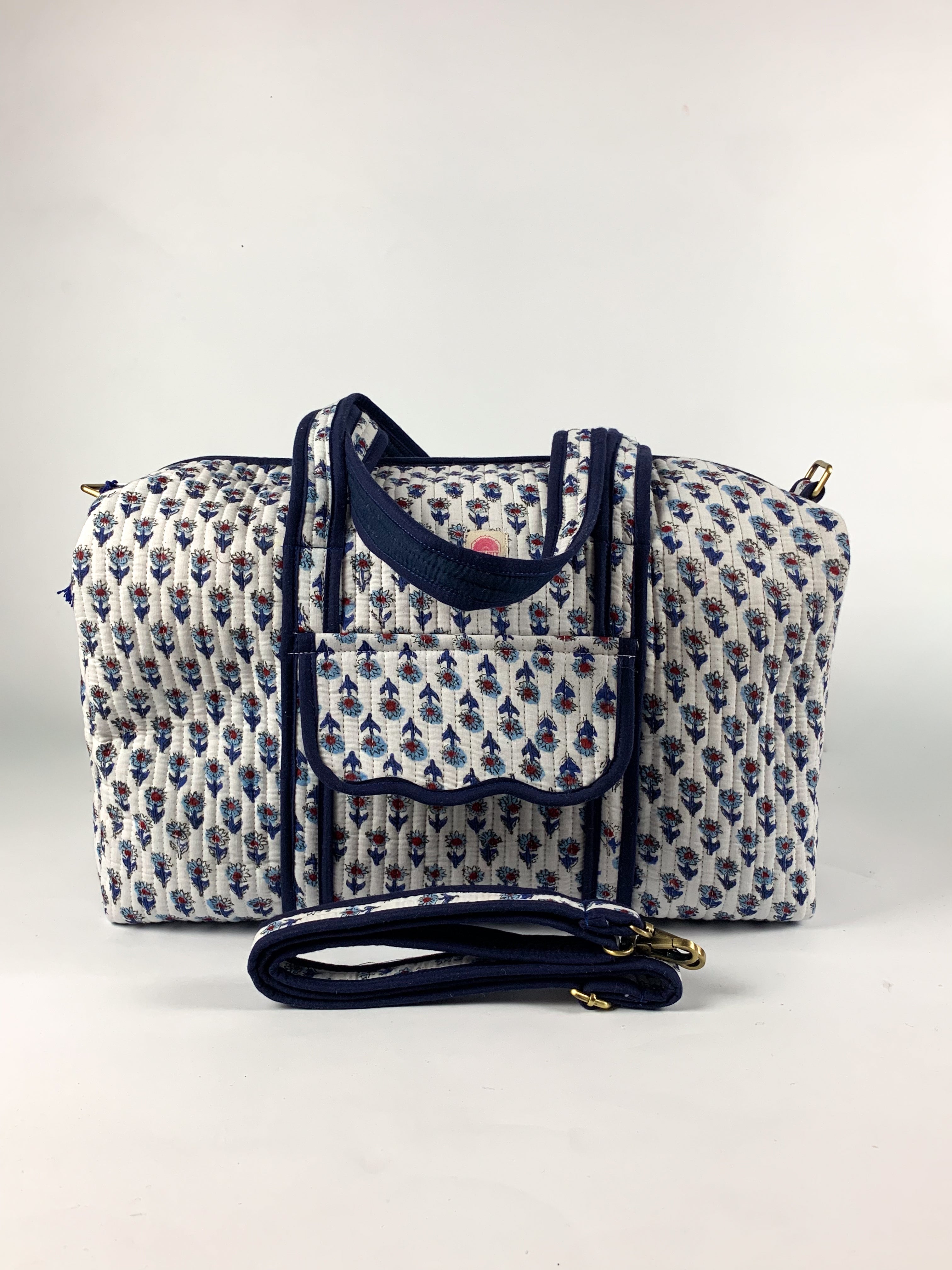 Navy Mini Floral Weekend Bag