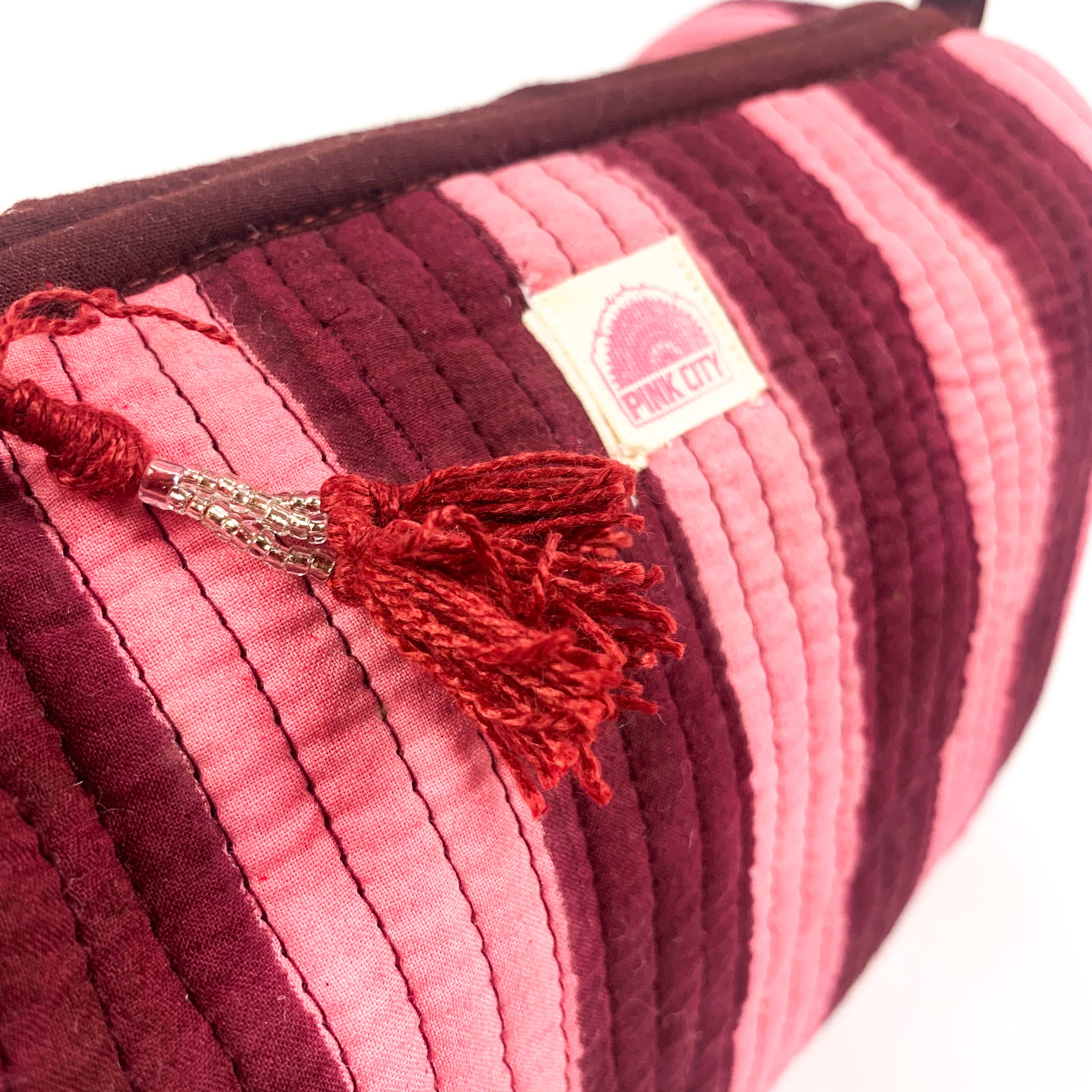 Burgundy Stripe Set of 3 Washbags