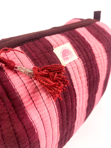Burgundy Stripe Set of 3 Washbags