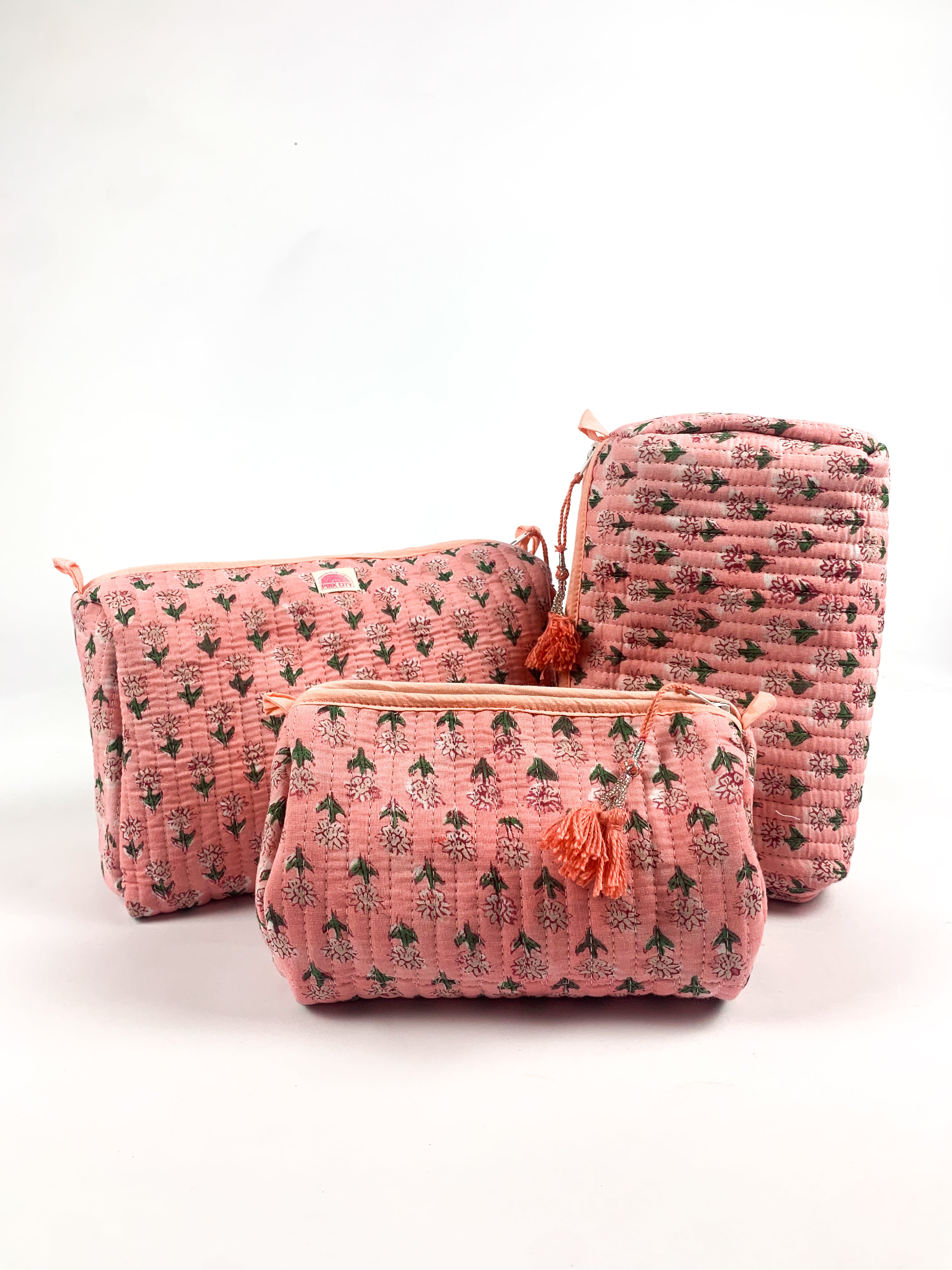 Pink Mini Flower Set of 3 Washbags