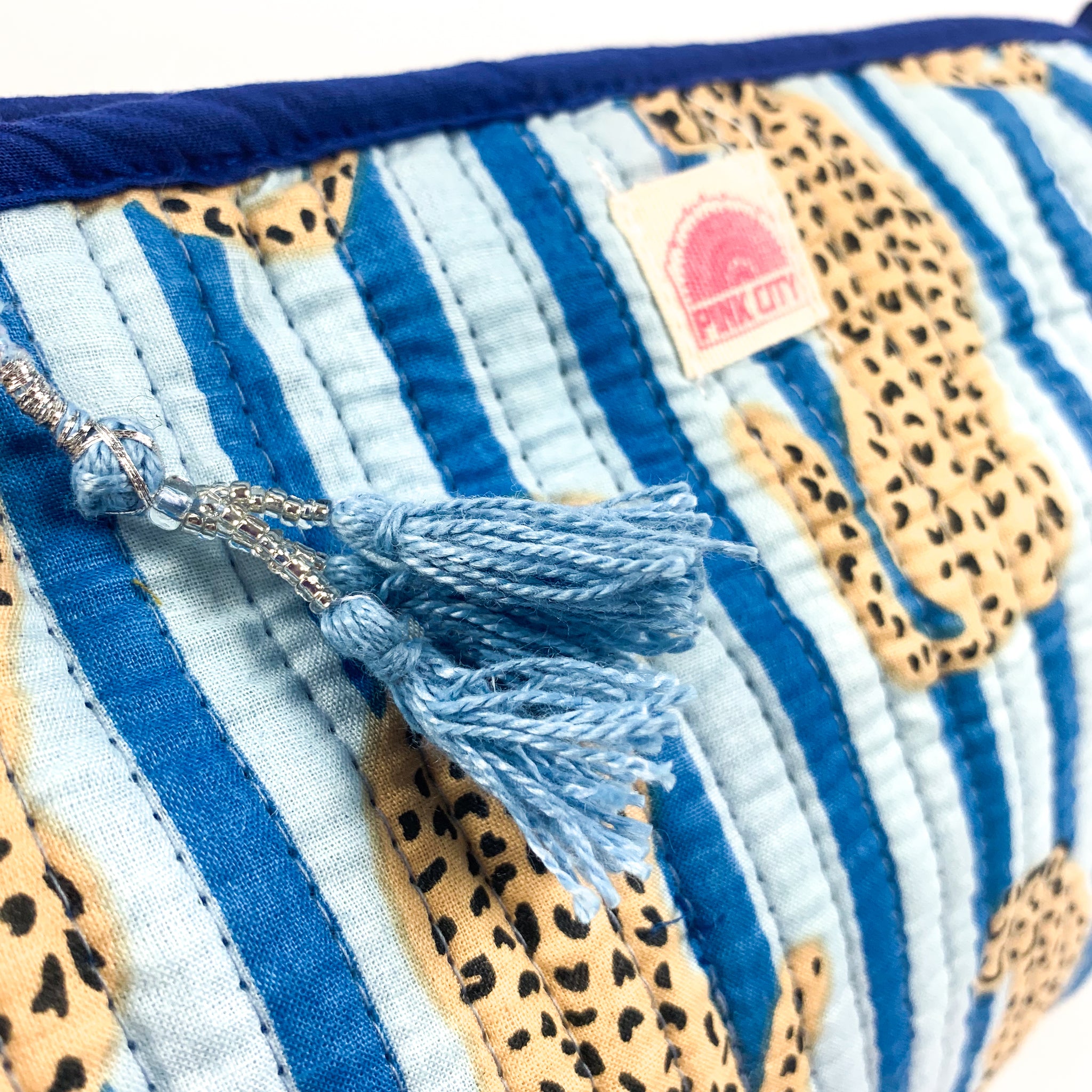 Blue Stripe Cheetah Set of 3 Washbags
