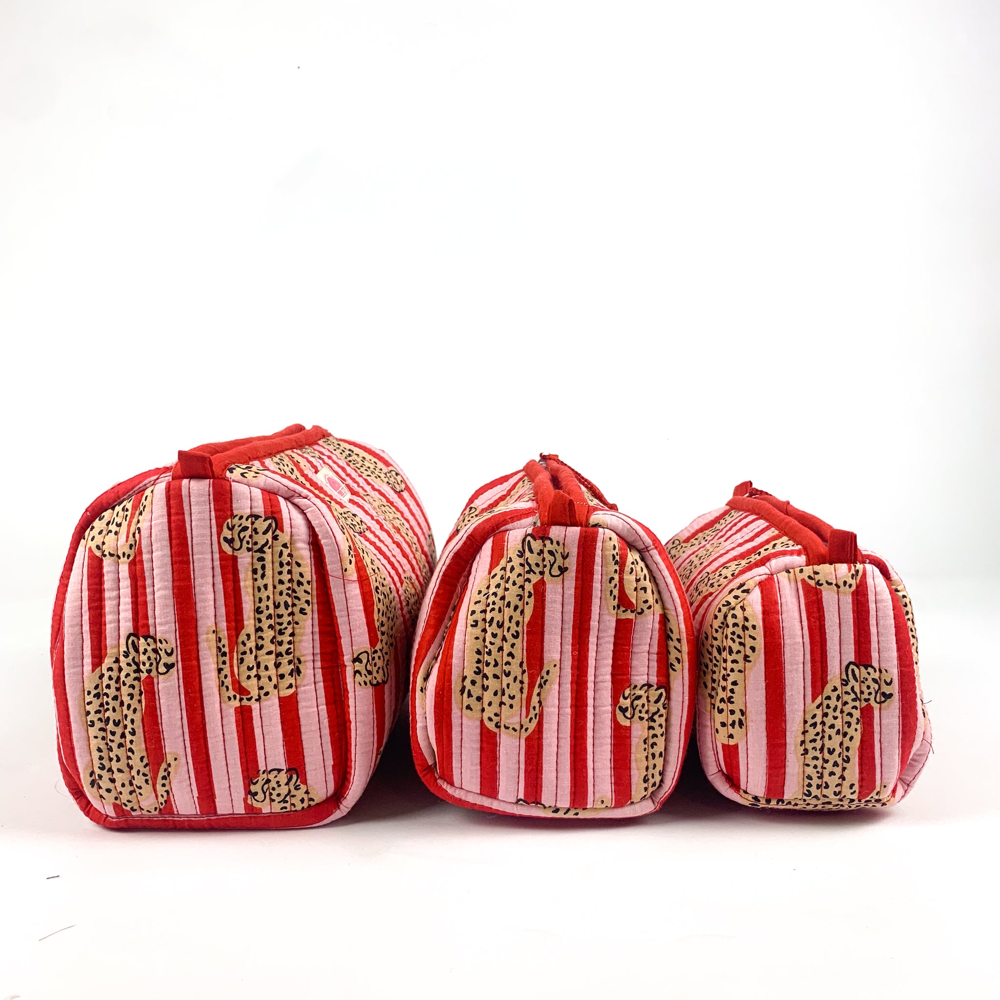 Red & Pink Cheetah Set of 3 Washbags
