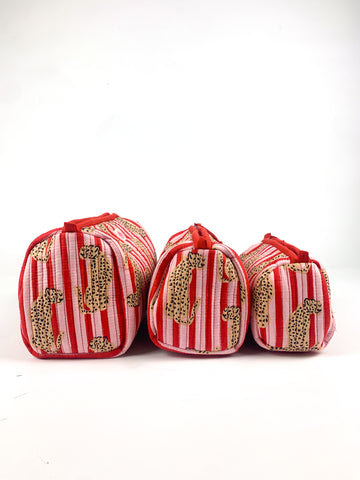 Red & Pink Cheetah Set of 3 Washbags
