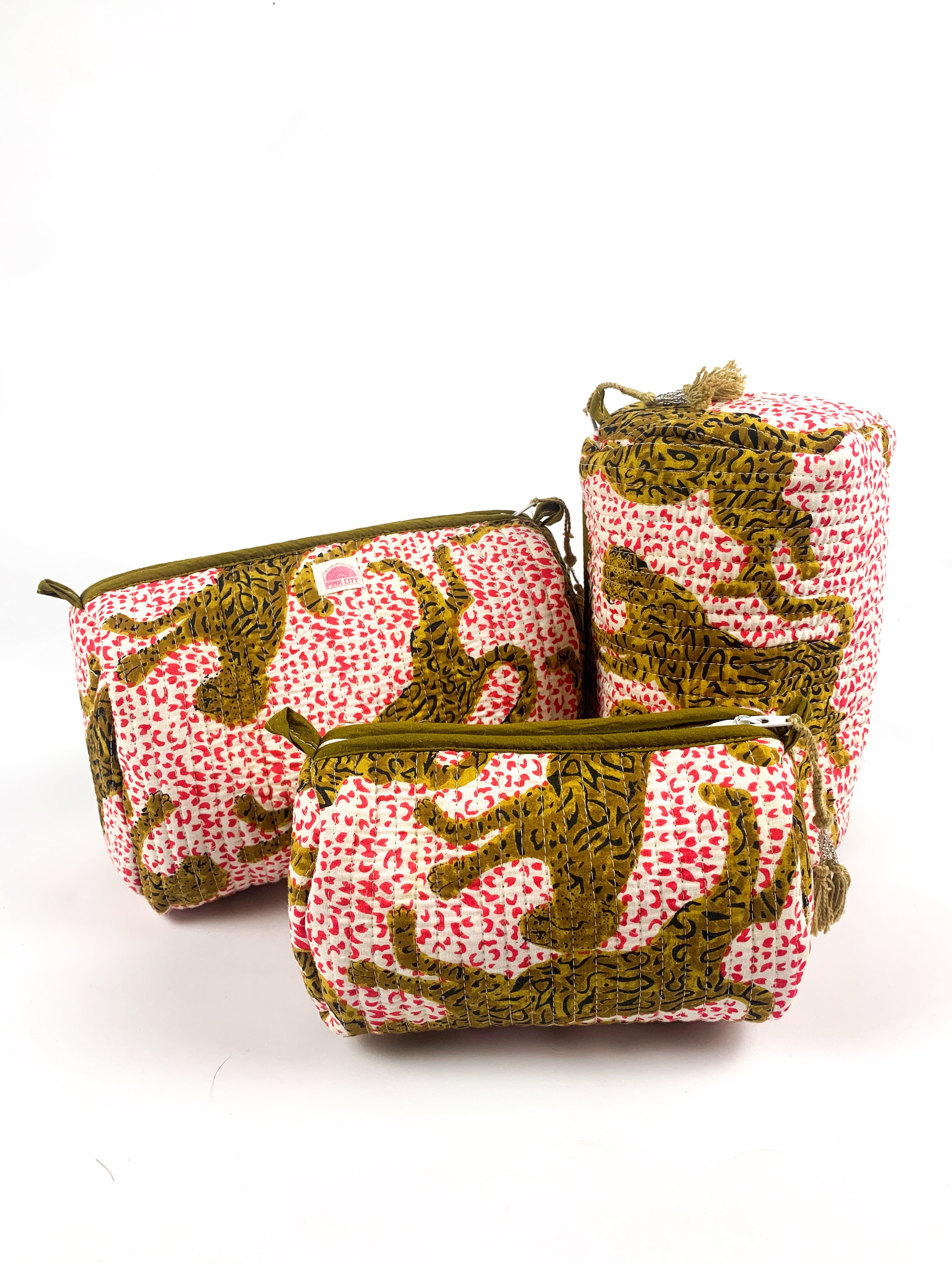 Red Spot Leopord Set Of 3 Washbags
