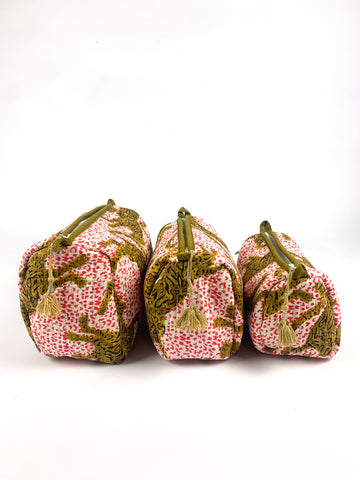 Red Spot Leopord Set Of 3 Washbags
