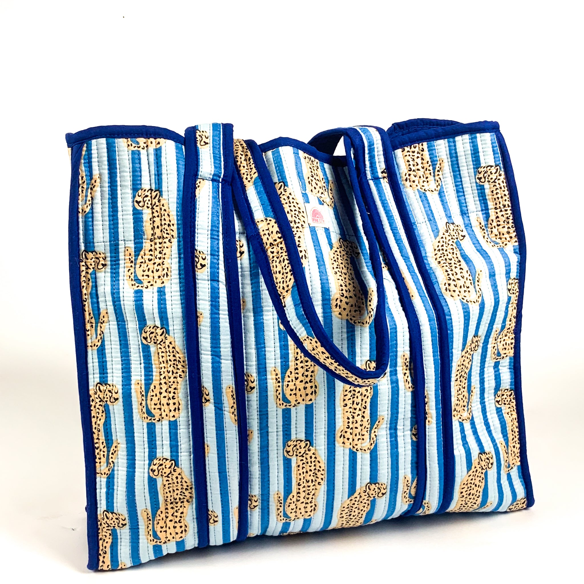 Blue Cheetah Stripe Tote