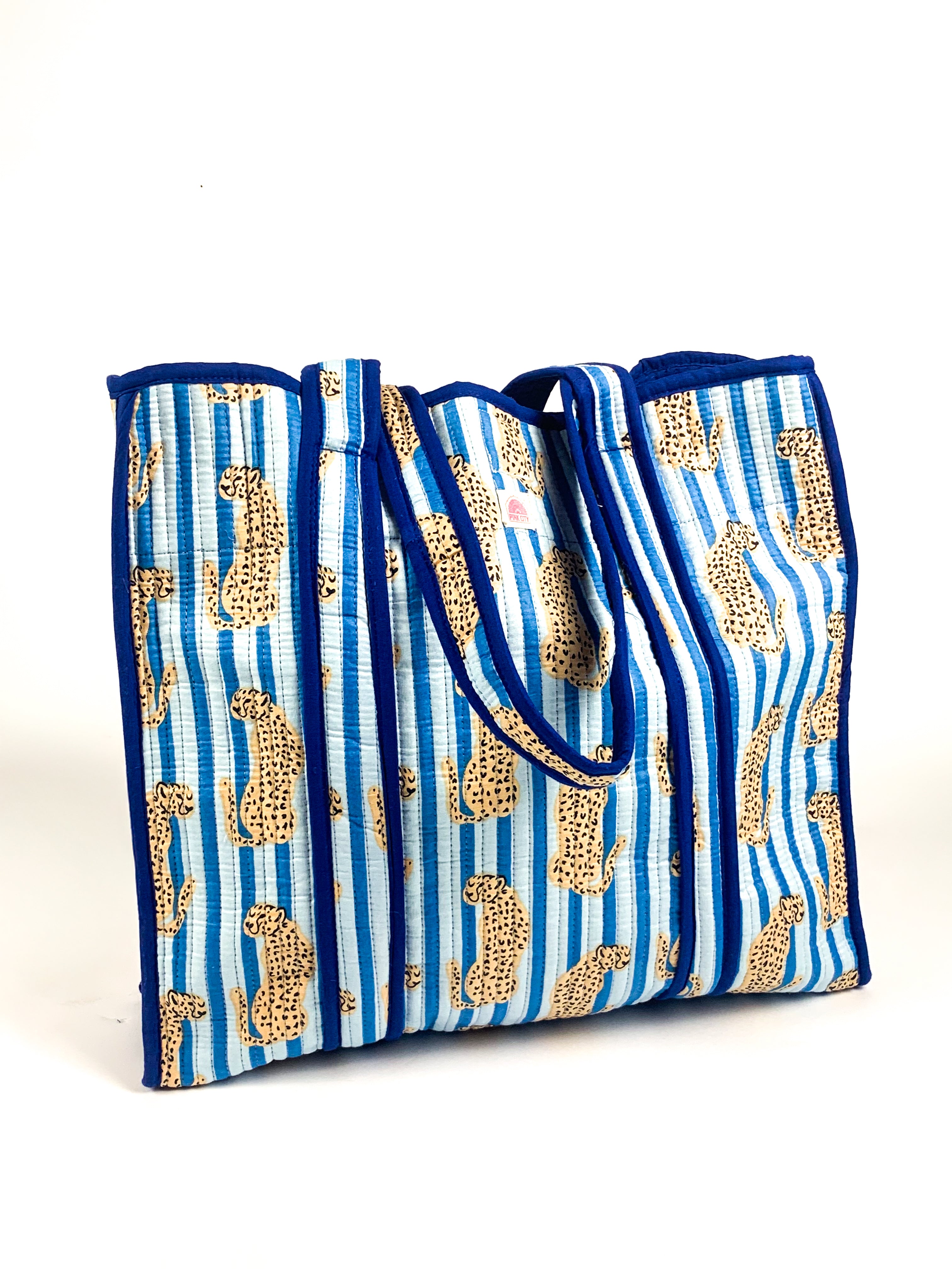 Blue Cheetah Stripe Tote