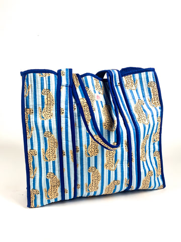 Blue Cheetah Stripe Tote