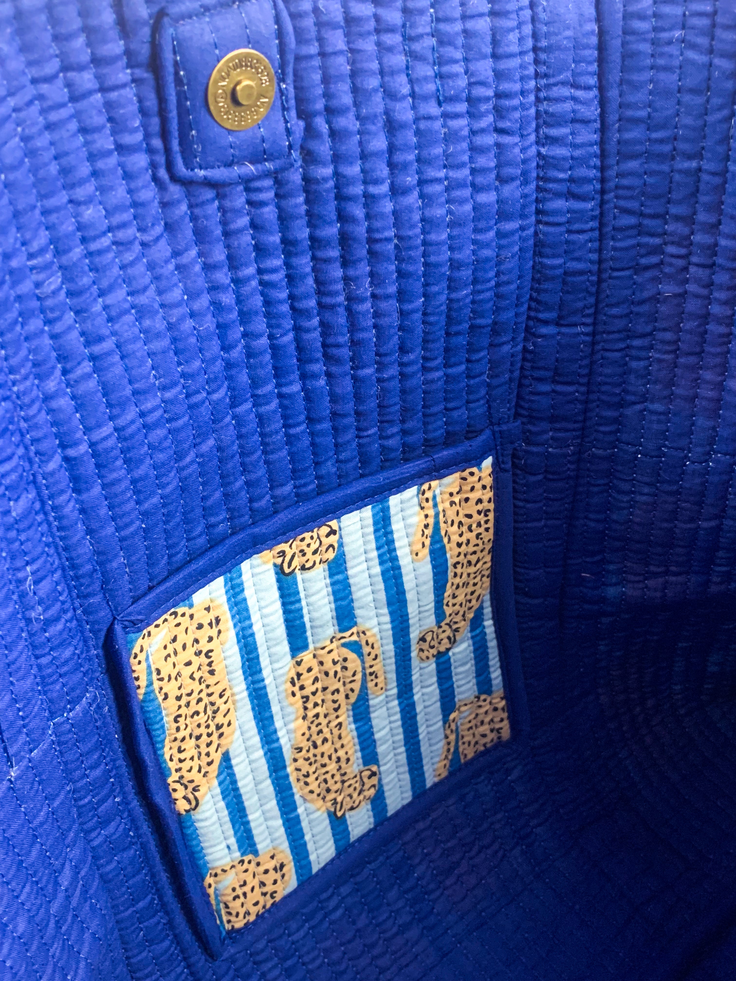 Blue Cheetah Stripe Tote