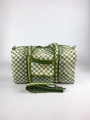 Green Chequered Weekend Bag