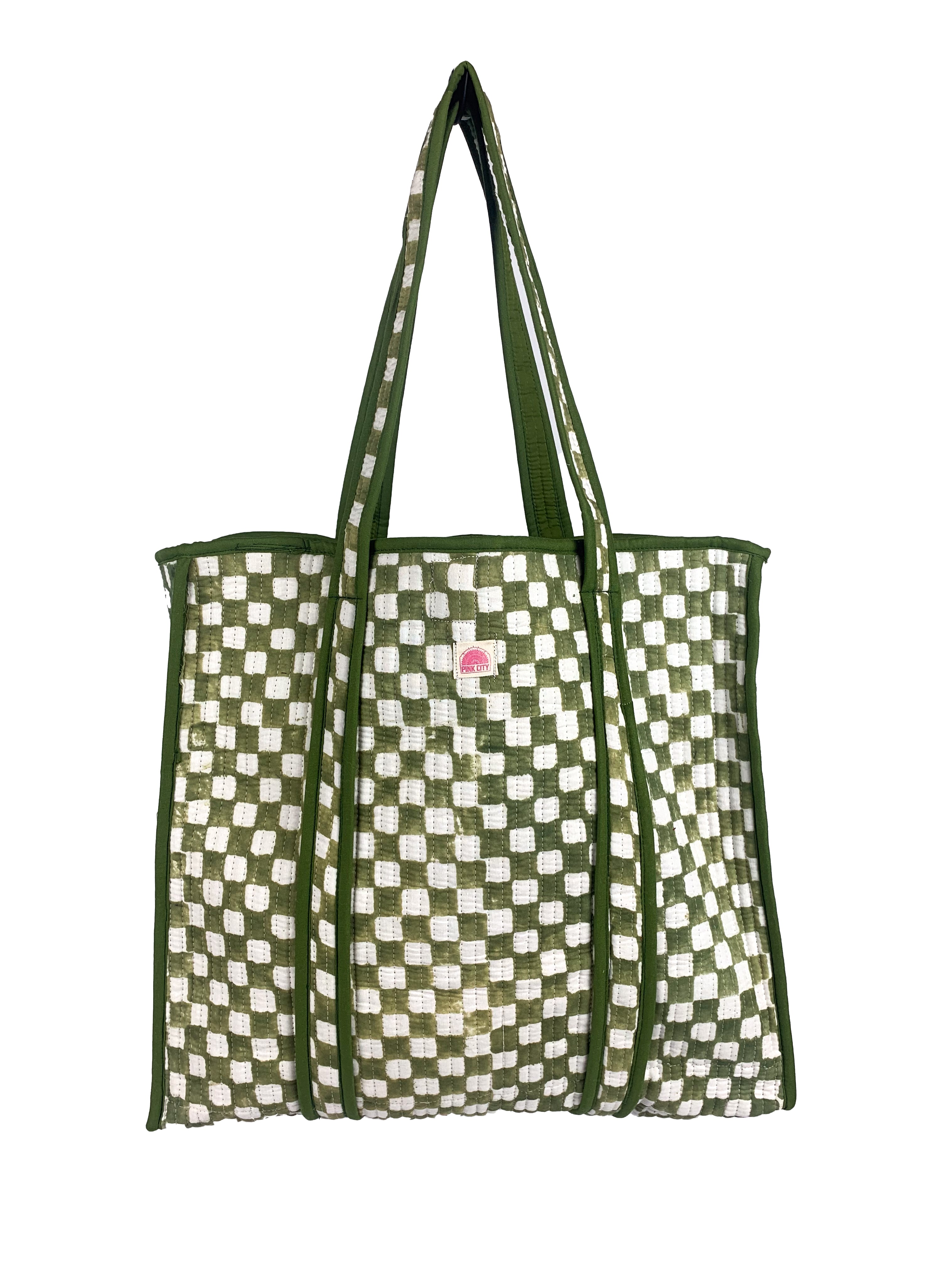 Green Chequered Tote