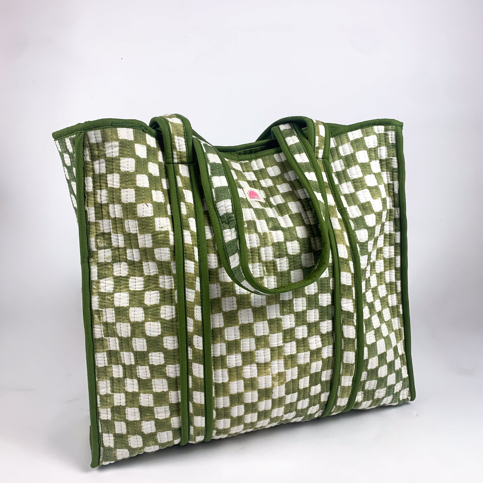 Green Chequered Tote