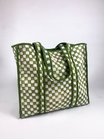 Green Chequered Tote